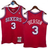 Camisetas NBA Philadelphia Sixers NO.3 Allen Iverson Rojo Retro 1996 97
