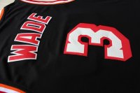 Camisetas NBA de Retro Dwyane Wade Bosh Miami Heats Negro