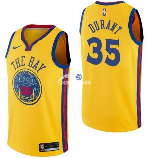 Camisetas NBA de Kevin Durant Golden State Warriors Nike Amarillo Ciudad 17/18