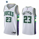 Camisetas NBA Nike Milwaukee Bucks NO.23 Wesley Matthews 75th Diamante Blanco Ciudad 2021-22