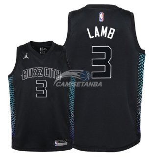 Camiseta NBA Ninos Charlotte Hornets Jeremy Lamb Nike Negro Ciudad 2018