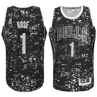 Camisetas NBA Luces Ciudad Rose Chicago Bulls Negro
