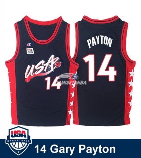 Camisetas NBA de Gary Payton USA 1996 Negro