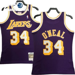 Camisetas NBA Los Angeles Lakers NO.34 Shaquille O'nea Purpura Retro 1996 97