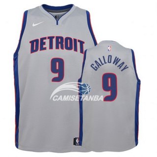 Camiseta NBA Ninos Detroit Pistons Langston Galloway Gris Statement 17/18