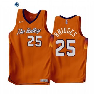 Camisetas NBA Earned Edition Phoenix Suns NO.25 Mikal Bridges Naranja 2022-23