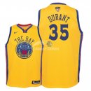Camisetas de NBA Ninos Kevin Durant Golden State Warriors 2018 Finales Nike Amarillo Ciudad Parche