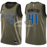 Camisetas NBA Salute To Servicio Dallas Mavericks Dirk Nowitzki Nike Ejercito Verde 2018