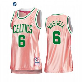 Camisetas NBA Mujer Boston Celtics NO.6 Bill Russell 75th Aniversario Rosa Oro 2022