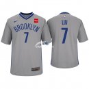 Camisetas NBA de Manga Corta Jeremy Lin Brooklyn Nets Gris 17/18