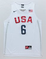 Camisetas NBA de LeBron James USA 2016 Blanco