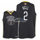 Camisetas de NBA Ninos Jordan Bell Golden State Warriors 2018 Finales Negro Statement Parche
