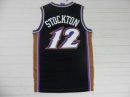 Camisetas NBA de Retro John Stockton Utah Jazz Negro