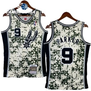 Camisetas NBA San Antonio Spurs NO.9 Tony Parker Camuflaje Retro 2013 14
