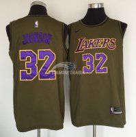 Camisetas NBA Salute To Servicio Los Angeles Lakers Magic Johnson Nike Ejercito Verde 2018
