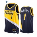 Camisetas NBA Nike Indiana Pacers NO.1 T.J. Warren 75th Marino Ciudad 2021-22