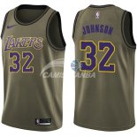 Camisetas NBA Salute To Servicio Los Angeles Lakers Magic Johnson Nike Ejercito Verde 2018