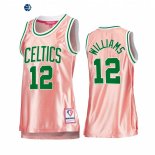 Camisetas NBA Mujer Boston Celtics NO.12 Grant Williams 75th Aniversario Rosa Oro 2022