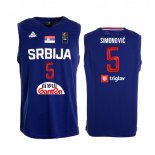 Camisetas Copa Mundial de Baloncesto FIBA 2019 Serbia Marko Simonovic Azul