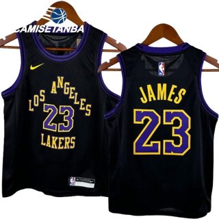 Camisetas NBA Ninos Los Angeles Lakers NO.23 LeBron James Negro Ciudad 24/25