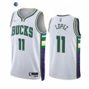 Camisetas NBA Nike Milwaukee Bucks NO.11 Brook Lopez 75th Diamante Blanco Ciudad 2021-22
