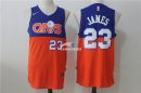 Camisetas NBA de LeBron James Cleveland Cavaliers 17/18 Naranja Azul