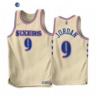 Camisetas NBA Earned Edition Philadelphia 76ers NO.9 DeAndre Jordan Crema 2022-23