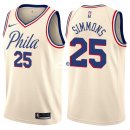 Camisetas NBA de Ben Simmons Philadelphia 76ers Nike Crema Ciudad 17/18