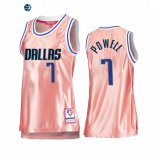 Camisetas NBA Mujer Dallas Mavericks NO.7 Dwight Powell 75th Aniversario Rosa Oro 2022