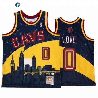Camisetas NBA Cleveland Cavaliers NO.0 Kevin Love X BR Remix Oro Azul Hardwood Classics