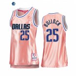 Camisetas NBA Mujer Dallas Mavericks NO.25 Reggie Bullock 75th Aniversario Rosa Oro 2022