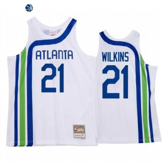 Camisetas NBA Atlanta Hawks NO.21 Dominique Wilkins Blanco Throwback 202