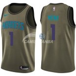 Camisetas NBA Salute To Servicio Charlotte Hornets Malik Monk Nike Ejercito Verde 2018
