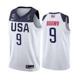 Camisetas Copa Mundial de Baloncesto FIBA 2019 USA Jaylen Brown Blanco