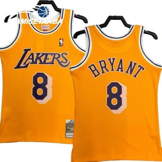 Camisetas NBA Los Angeles Lakers NO.8 Kobe Bryant Amarillo Retro 1996 97