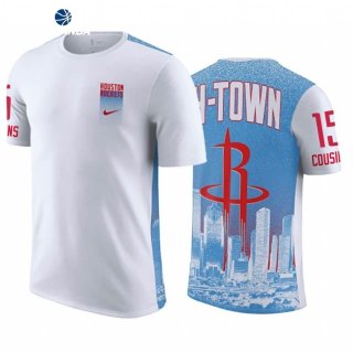 T-Shirt NBA Houston Rockets DeMarcus Cousins H Town Azul Blanco Ciudad 2020-21