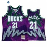 Camisetas NBA Milwaukee Bucks NO.21 Jrue Holiday Purpura Throwback 2022
