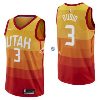 Camisetas NBA de Ricky Rubio Utah Jazz Nike Amarillo Ciudad 17/18