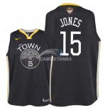 Camisetas de NBA Ninos Damian Jones Golden State Warriors 2018 Finales Negro Statement Parche