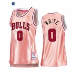 Camisetas NBA Mujer Chicago Bulls NO.0 Coby White 75th Aniversario Rosa Oro 2022