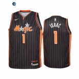 Camisetas NBA Ninos Orlando Magic NO.1 Jonathan Isaac Negro Ciudad 2022-23