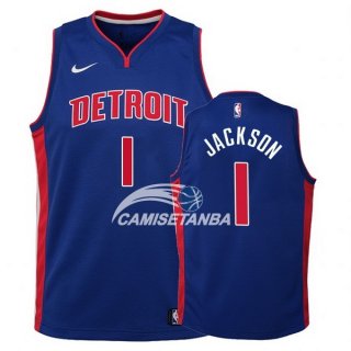 Camiseta NBA Ninos Detroit Pistons Reggie Jackson Azul Icon 17/18