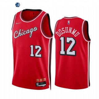 Camisetas NBA Nike Chicago Bulls NO.12 Ayo Dosunmu 75th Season Diamante Rojo Ciudad 2021-22