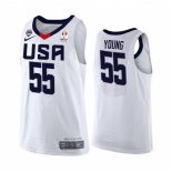 Camisetas Copa Mundial de Baloncesto FIBA 2019 USA Thaddeus Young Blanco