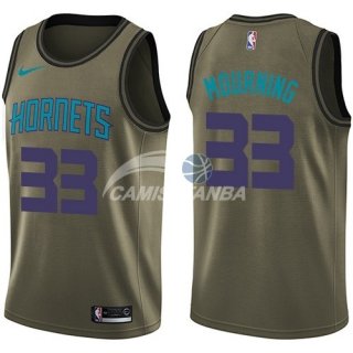 Camisetas NBA Salute To Servicio Charlotte Hornets Alonzo Mourning Nike Ejercito Verde 2018