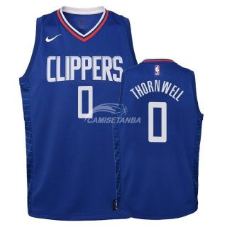 Camisetas de NBA Ninos Los Angeles Clippers Sindarius Thornwell Azul Icon 2018