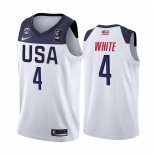 Camisetas Copa Mundial de Baloncesto FIBA 2019 USA Derrick Blanco Blanco Marino
