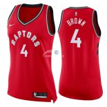Camisetas NBA Mujer Lorenzo Brown Toronto Raptors Rojo Icon