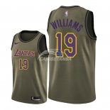 Camisetas NBA Salute To Servicio Los Angeles Lakers Johnathan Williams Nike Ejercito Verde 2018