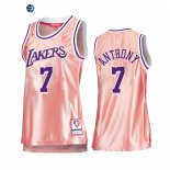 Camisetas NBA Mujer Los Angeles Lakers NO.7 Carmelo Anthony 75th Aniversario Rosa Oro 2022